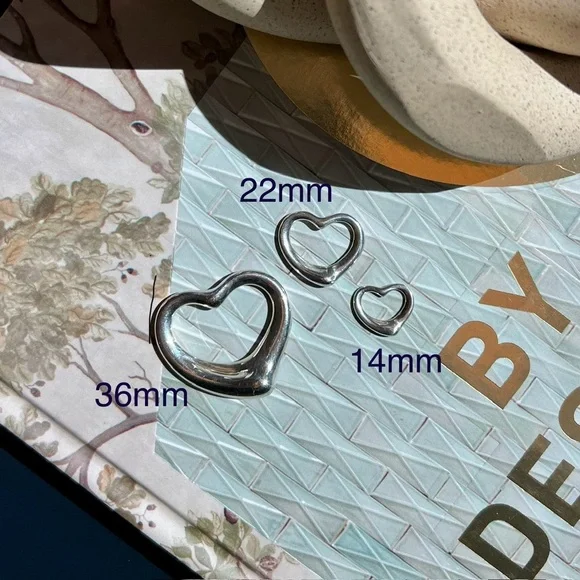 Set of 3 Tiffany Elsa Peretti open heart vintage silver - Picture 2 of 2